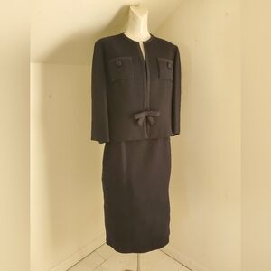 50s 60s Vintage Gimbels Navy Blue Mod Pencil Skirt & Cropped Jacket Set